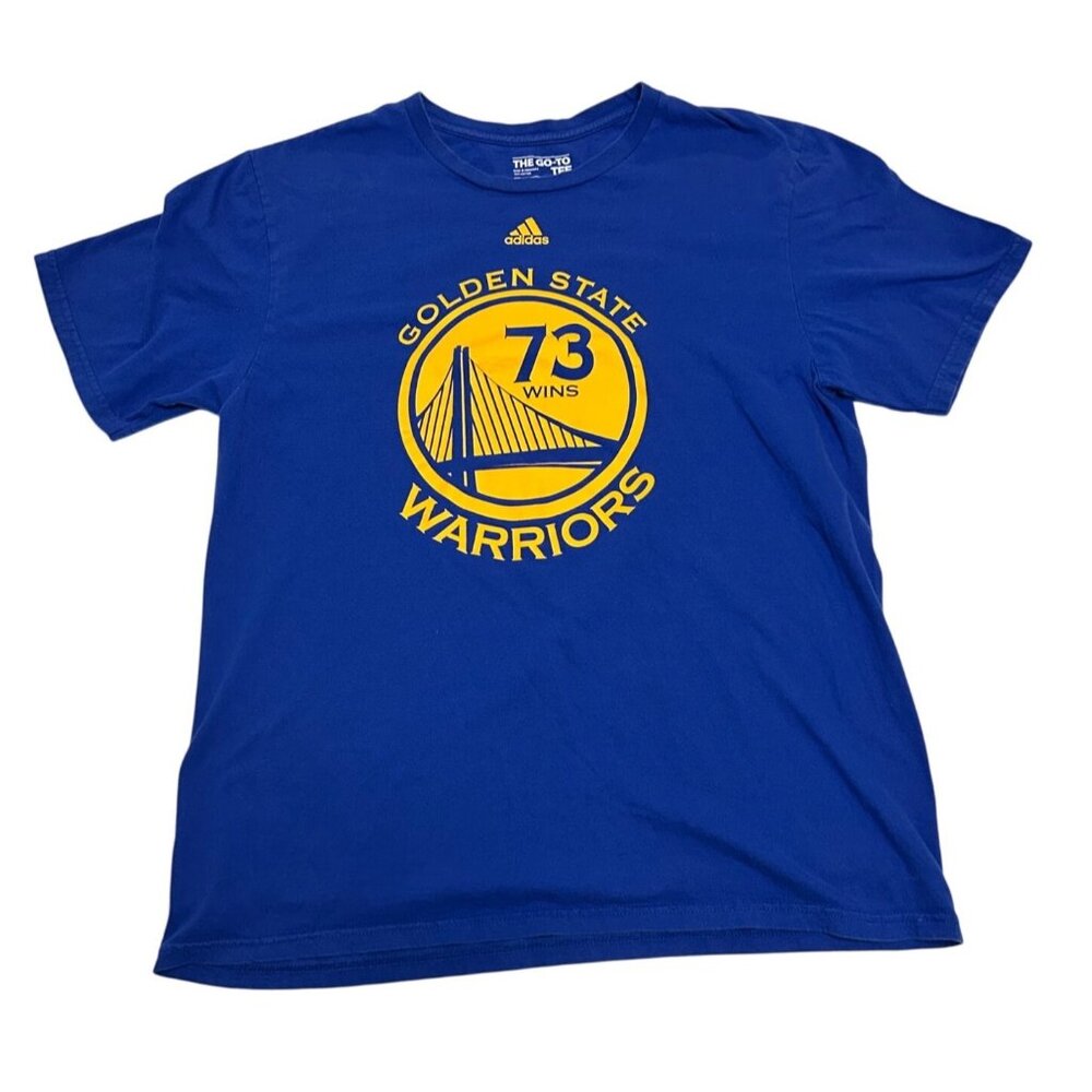 Golden State Warriors 73 Wins Adidas TShirt Historic Season 2015 2016 Large Blue